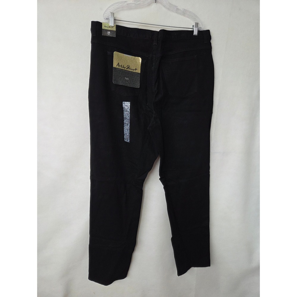 Ashley Stewart Womens Black Straight Leg Jeans High Rise 100% Cotton 20 Tall NWT
